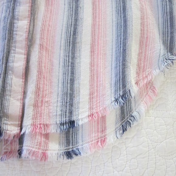 Cloth & Stone Dress M Stripe Button Down Raw Edge Hem - Picture 6 of 11